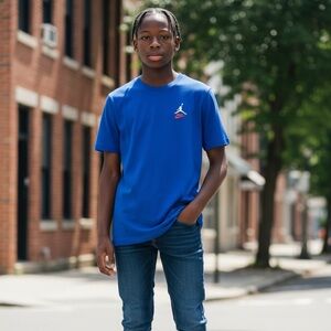 Nike Jordan Royal Blue Tee Shirt with Iconic Emblem NWT